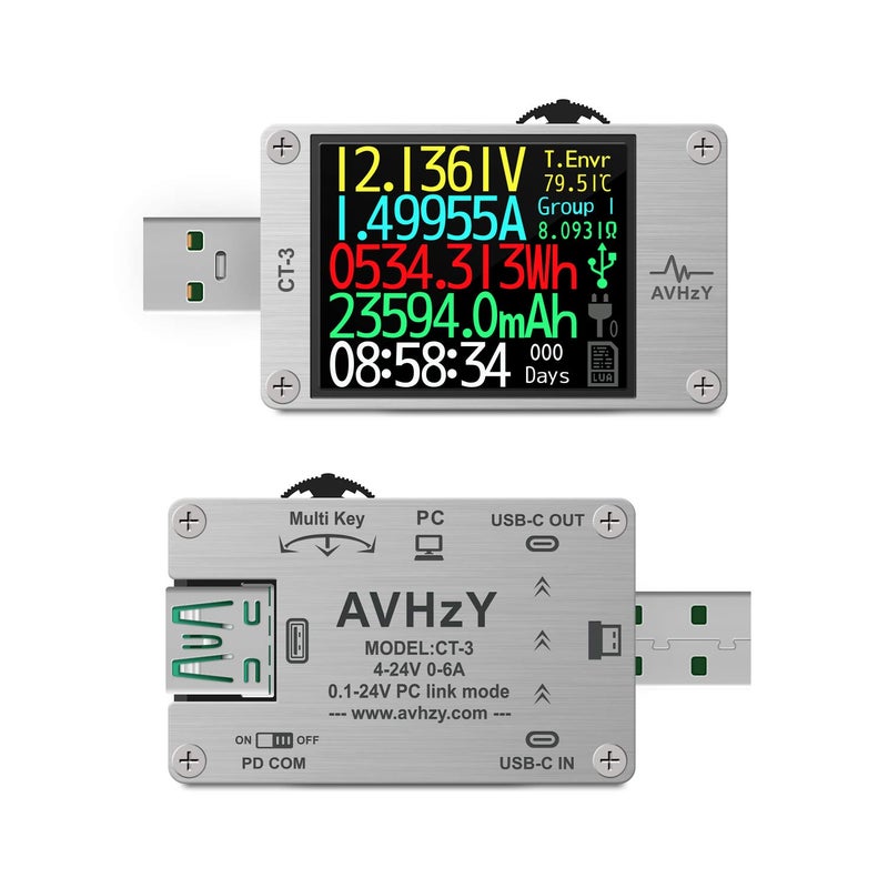 AVHzY USB Power Meter USB 3.1 Tester Digital Multimeter Current Tester Voltage Detector Lua Interpreter Integrated DC 26V 6A PD 2.0/3.0 QC 2.0/3.0/4.0 pps Trigge - Image 1